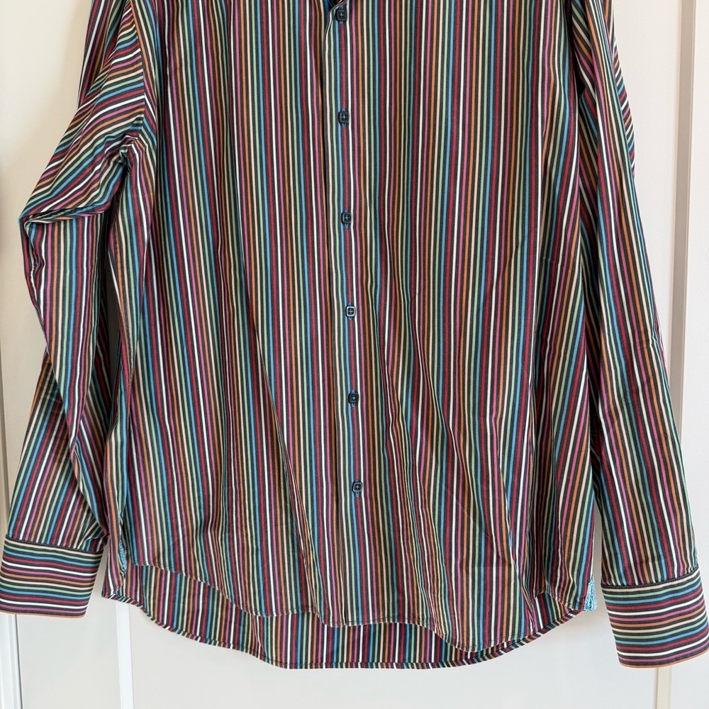 Visconti Men’s Multicolor Striped Button Down Shirt Long Sleeve Large - Picture 2 of 10
